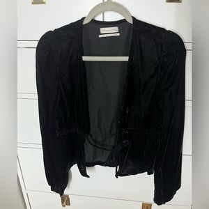Urban outfitters velour / velvet tie front top
